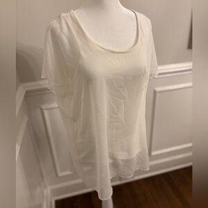 White Women's Short Sleeve Top double lined - soft inside flowy outside